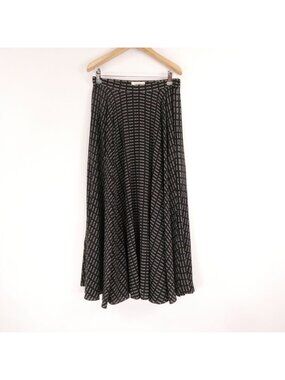 Celine Skirt Silk 100% Long Length Logo Stripe All Over Print 40